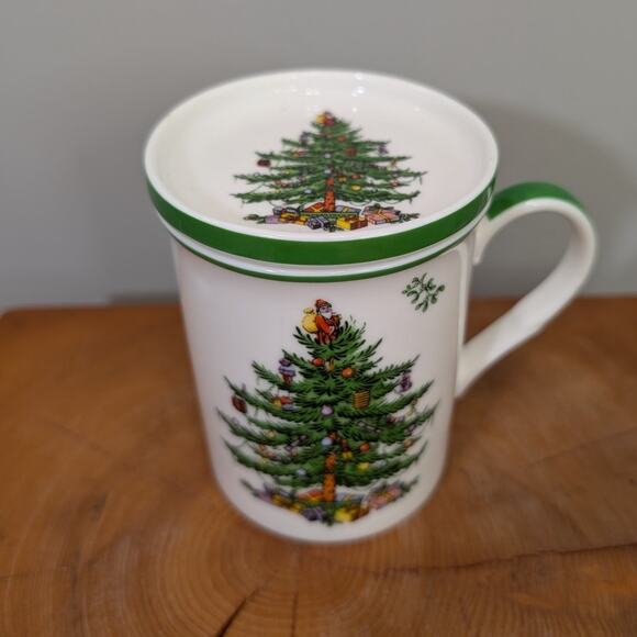 Spode Christmas Tree Mug & Coaster Set Festive Holiday Gift Decoration Cocoa Tea - Picture 2 of 7